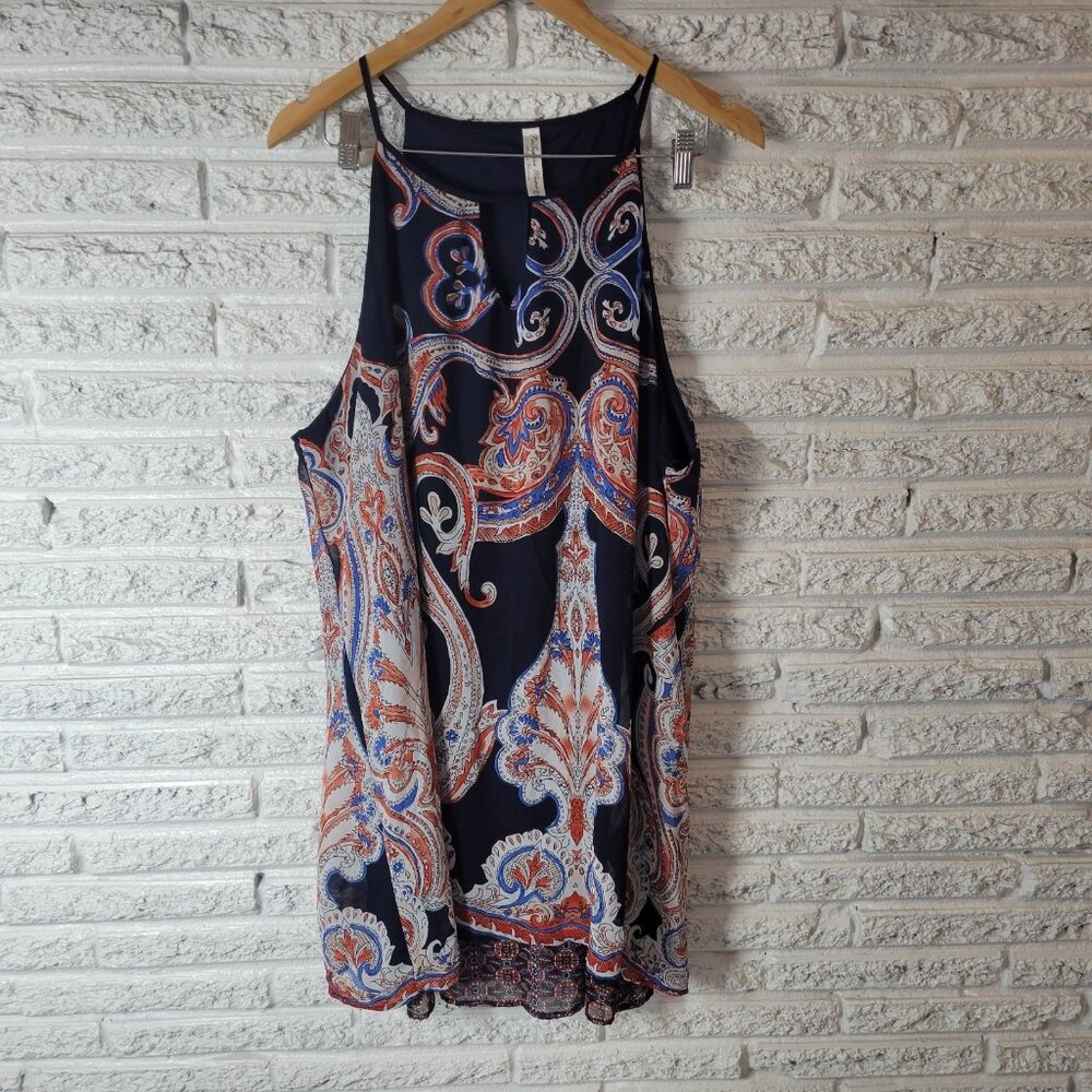 Perseption Womens Dress 3X Plus Mini Slip Blue Red‎ Paisley Lightweight PAI5E